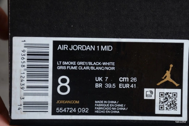 Rep TBK 554724-092 AIR 1 Jordan Mid Grey Light Smoke 0724